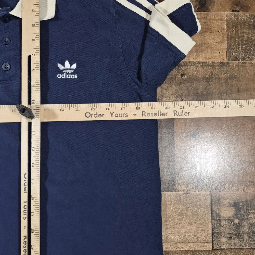 Adidas Originals Adicolor Classics Waffle Polo Shirt Mens Large Blue 3 Stripe